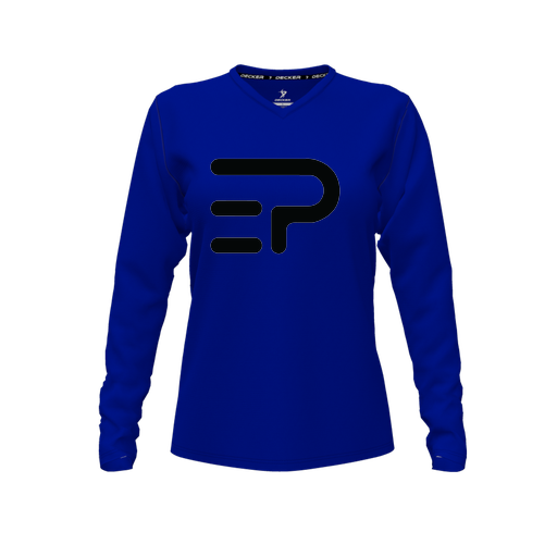 [CUS-DFW-TEES-CMF-VNK-LSL-RYL-FYXS-LOGO2] Comfort T-Shirt (Female Youth XS, Royal, V Neck, Logo 2, Long Sleeve)
