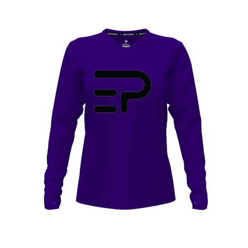 [FTLVCFPP-FYXS-LOGO2] Decker Comfort T-Shirt (Female Youth XS, Purple, V Neck, Logo 2, Long Sleeve)