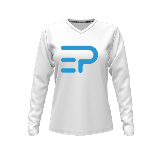 [CUS-DFW-TEES-PER-VNK-LSL-WHT-FYXS-LOGO1] Performance T-Shirt (Female Youth XS, White, V Neck, Logo 1, Long Sleeve)