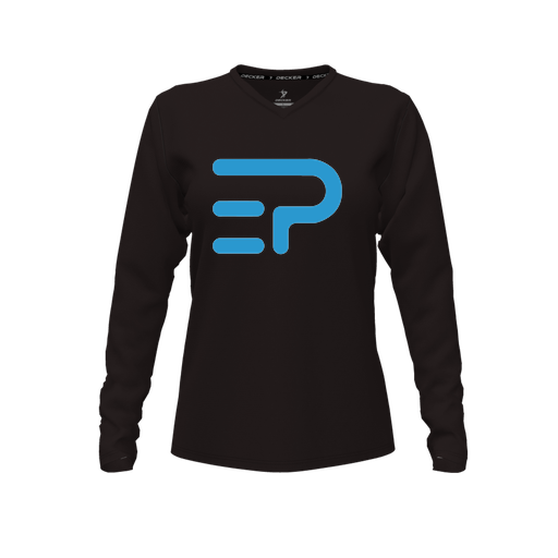 [CUS-DFW-TEES-PER-VNK-LSL-BLK-FYXS-LOGO1] Performance T-Shirt (Female Youth XS, Black, V Neck, Logo 1, Long Sleeve)