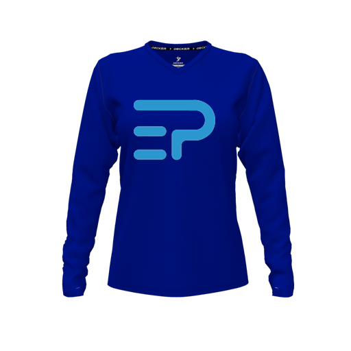 [FTLVPTRY-FYXS-LOGO1] Decker Performance T-Shirt (Female Youth XS, Royal, V Neck, Logo 1, Long Sleeve)
