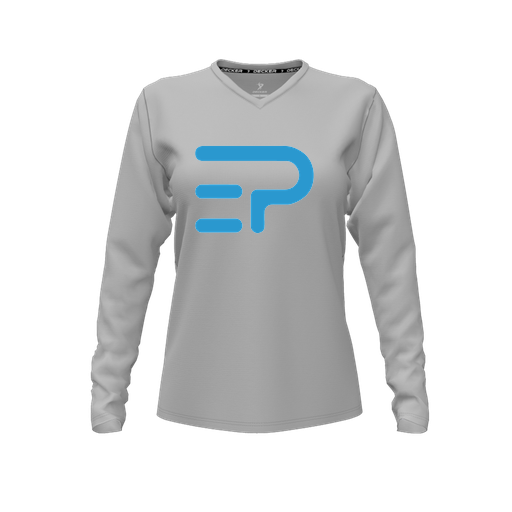 [CUS-DFW-TEES-PER-VNK-LSL-GRY-FYXS-LOGO1] Performance T-Shirt (Female Youth XS, Gray, V Neck, Logo 1, Long Sleeve)