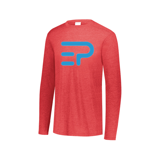 [3075.V96.XS-LOGO1] Decker Men's Tri-Blend T-Shirt - Long Sleeve (Adult XS, Red, Logo 1)