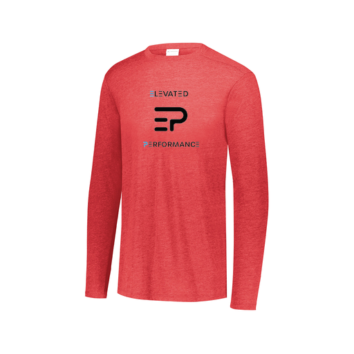 [3075.V96.XS-LOGO3] Decker Men's Tri-Blend T-Shirt - Long Sleeve (Adult XS, Red, Logo 3)