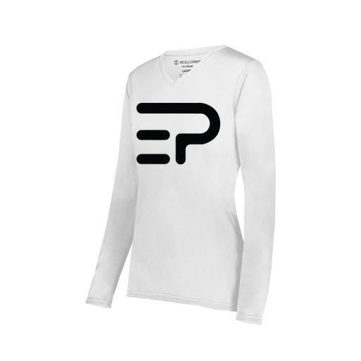 [222824.005.S-LOGO2] Ladies LS Smooth Sport Shirt (Female Adult S, White, Logo 2)